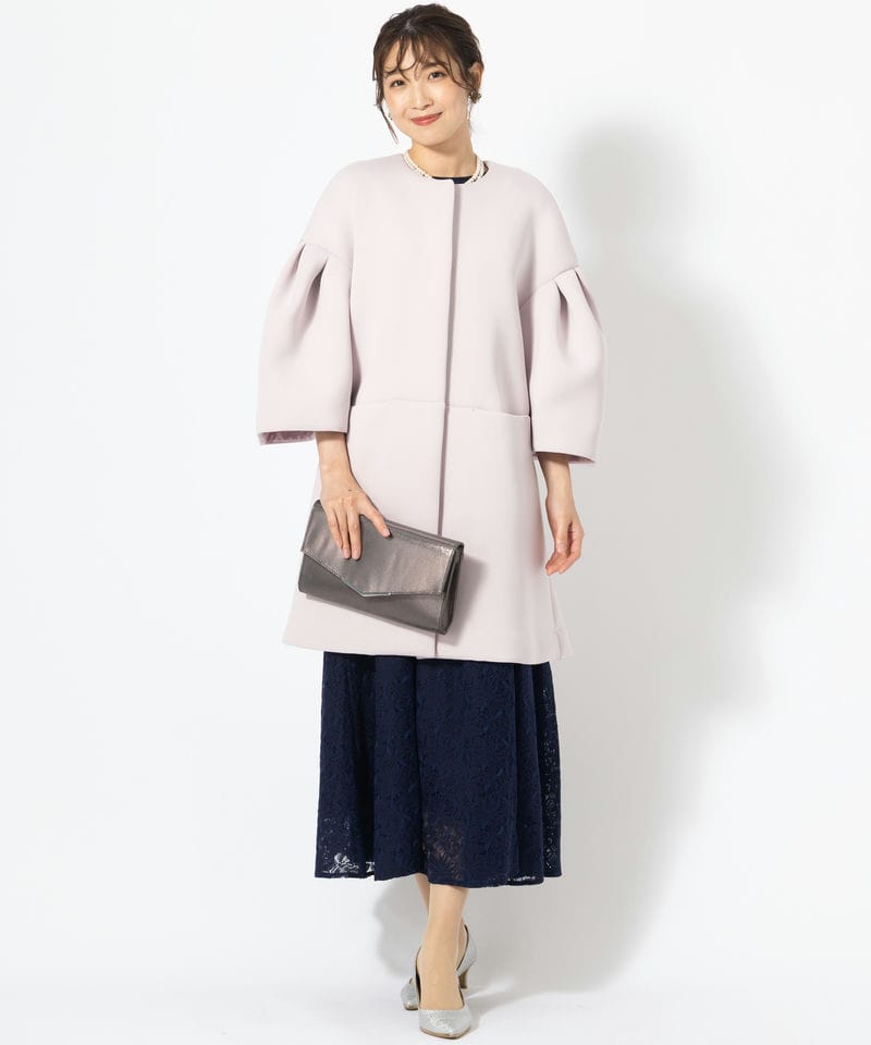 CELFORD セルフォード ボリュームスリーブポンチコート パープル系