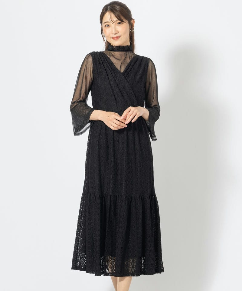 HARE ハレ 2WAYシアーフレアスリーブドレス ブラック系 | 結婚式