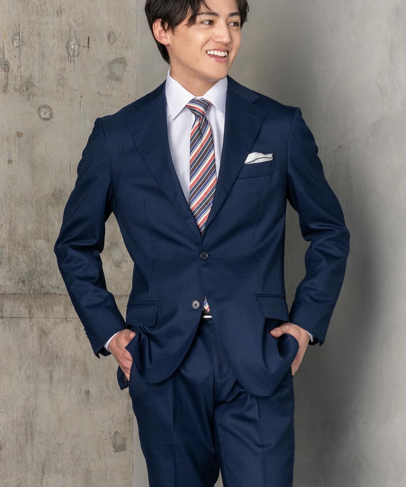 SUIT SQUARE シャドーオーバーチェック・ツーピーススーツ ネイビー系