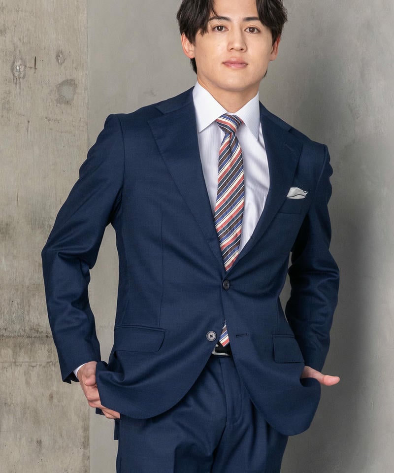 SUIT SQUARE シャドーオーバーチェック・ツーピーススーツ ネイビー系