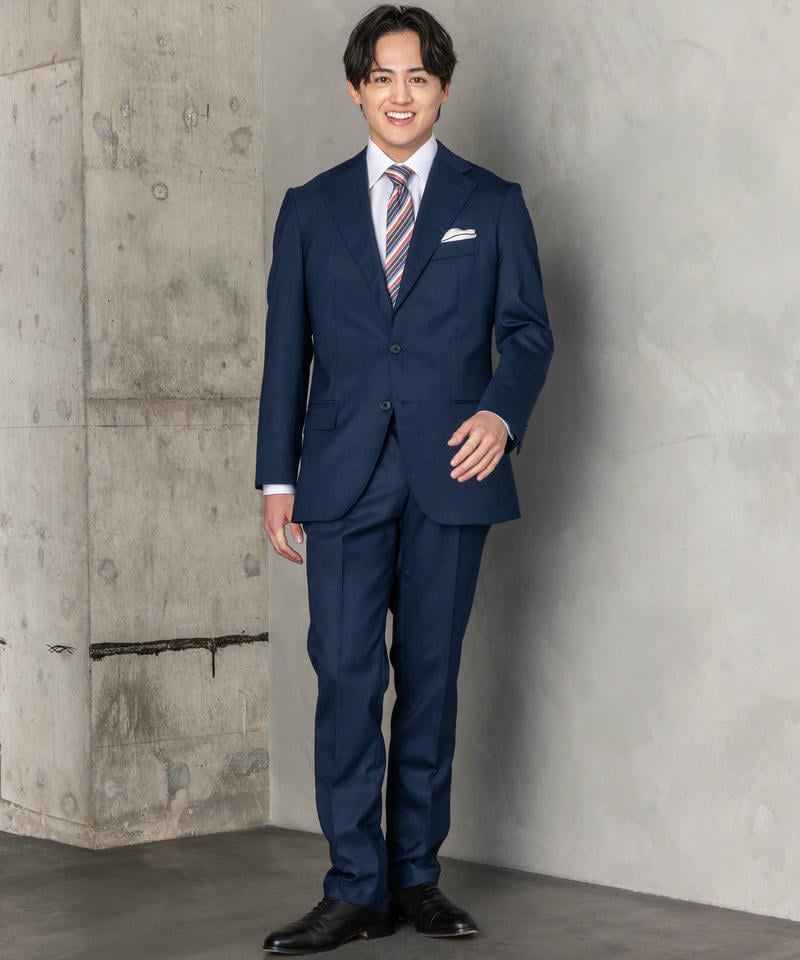 SUIT SQUARE シャドーオーバーチェック・ツーピーススーツ ネイビー系
