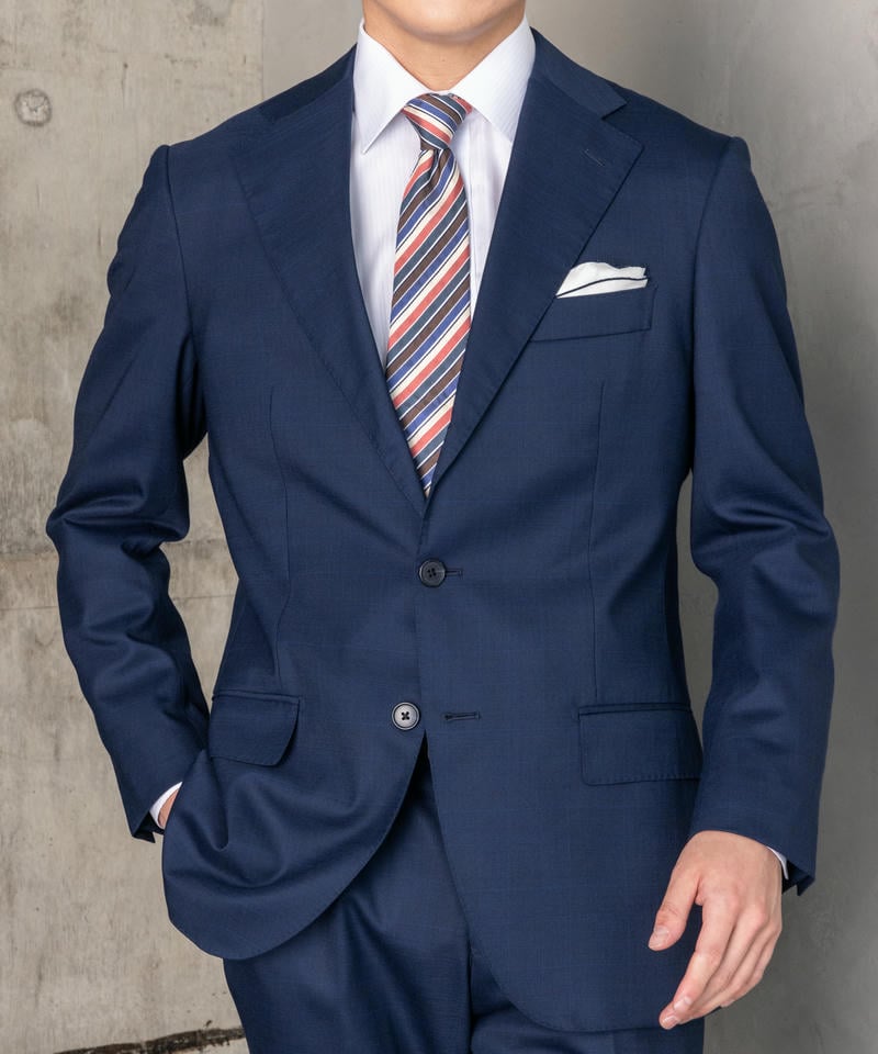 SUIT SQUARE シャドーオーバーチェック・ツーピーススーツ ネイビー系