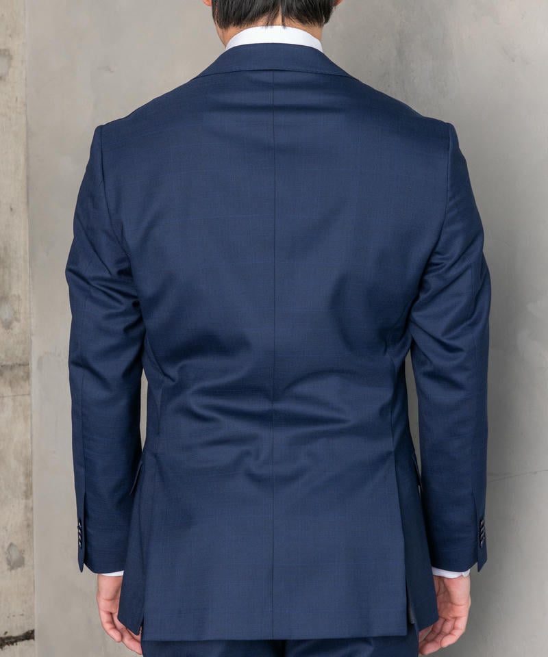 SUIT SQUARE シャドーオーバーチェック・ツーピーススーツ ネイビー系