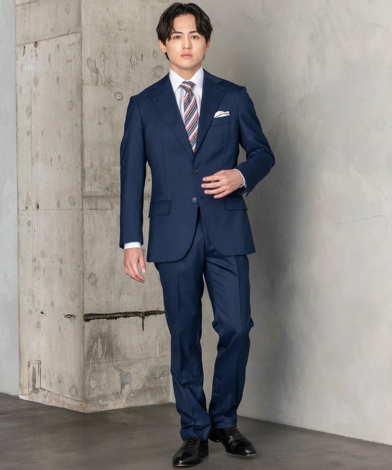 SUIT SQUARE シャドーオーバーチェック・ツーピーススーツ ネイビー系