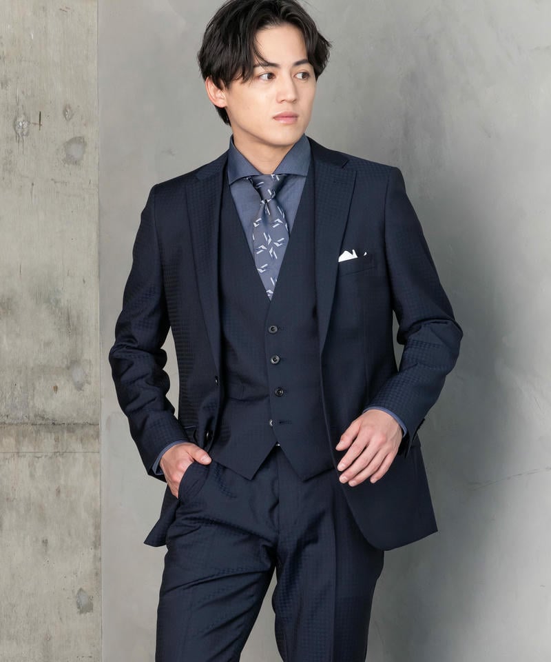 ORIHICA オリヒカ タスマニアチェック×シルバーベスト3ピーススーツ