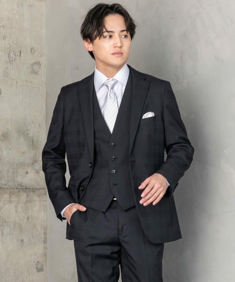 Select Shop 【7点セット】ヘリンボーン3ピーススーツセット ネイビー