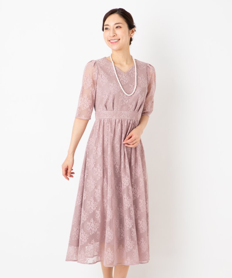 Aimer エメ フラワーブーケレースドレス ピンク系 | 結婚式パーティー