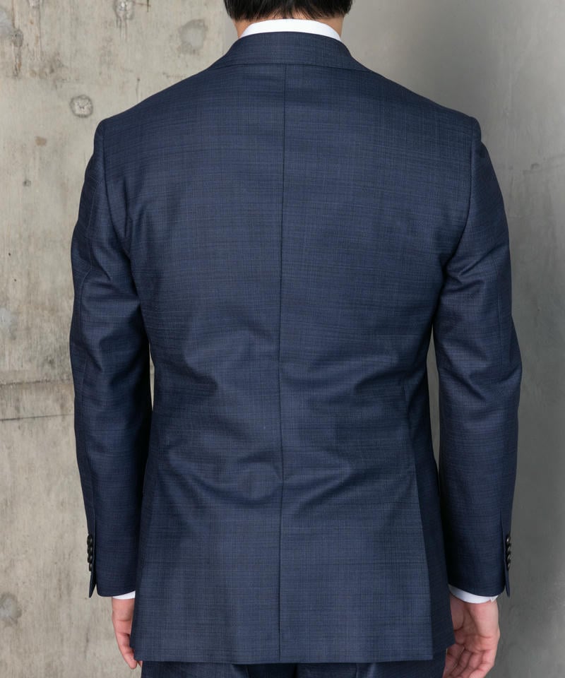 P.S.FA 【7点セット】光沢チェックスリーピーススーツセット ネイビー