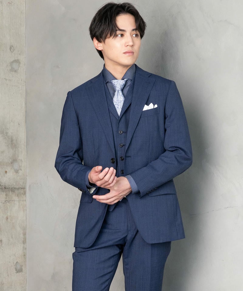 P.S.FA 衿付きセパレートベスト・スリーピーススーツ ネイビー系