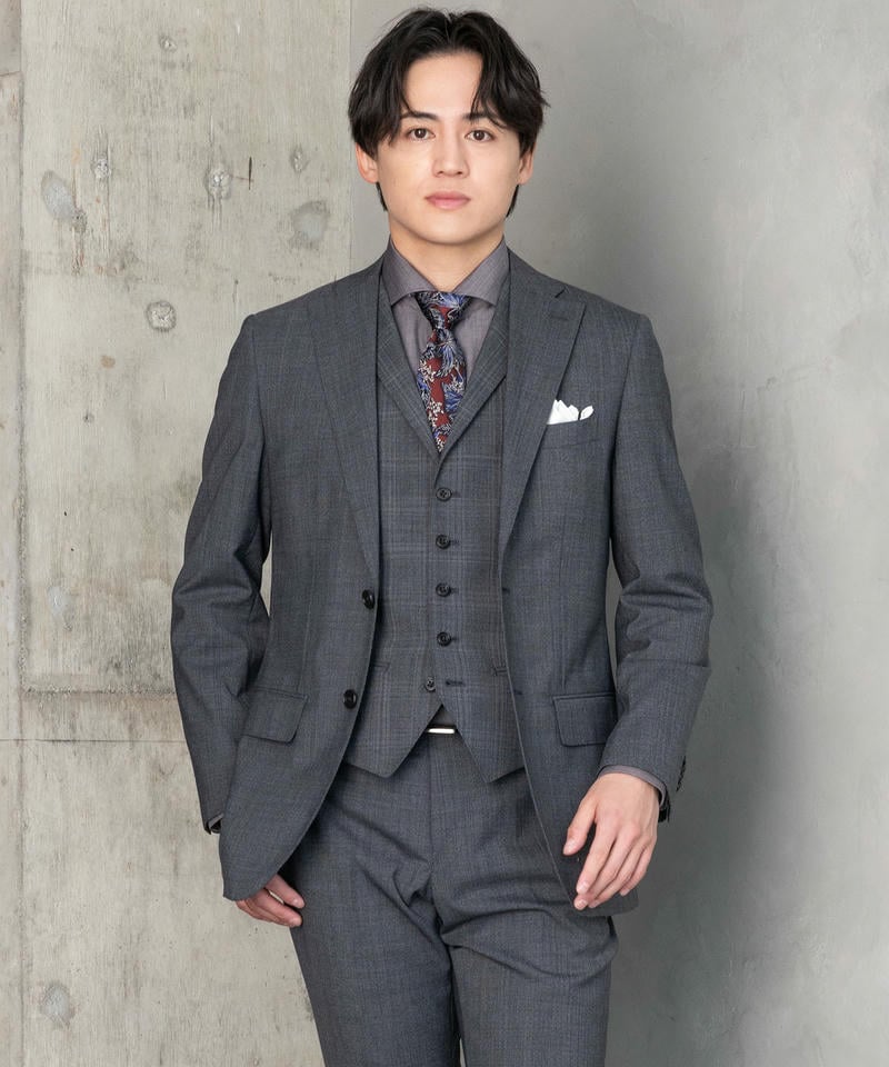 オリヒカ ORIHICA 3ピーススーツ　チャコールグレー　AB7サイズ オリヒカ ORIHICA 3ピーススーツ チャコールグレー AB7サイズ