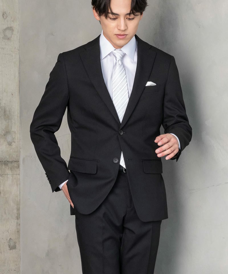 fourisherie uomo 黒ストライプタキシード4点セットサイズAM n320.jpg