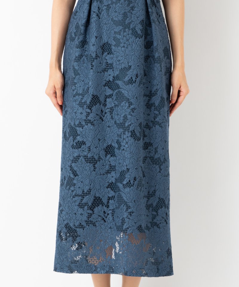 Aimer ジャカードレース袖付きタイトラインドレス ブルー系 | 結婚式