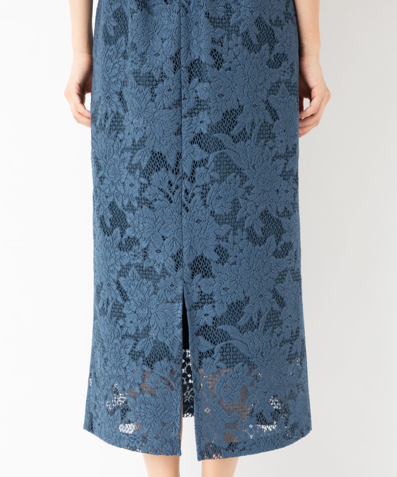 Aimer ジャカードレース袖付きタイトラインドレス ブルー系 | 結婚式