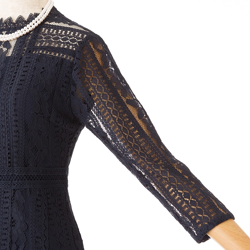 LAGUNAMOON ラグナムーン LADY MIX レースフレアードレス ネイビー系