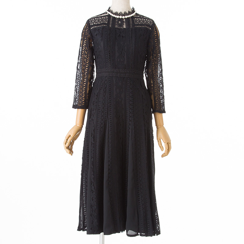 LAGUNAMOON ラグナムーン LADY MIX レースフレアードレス ネイビー系