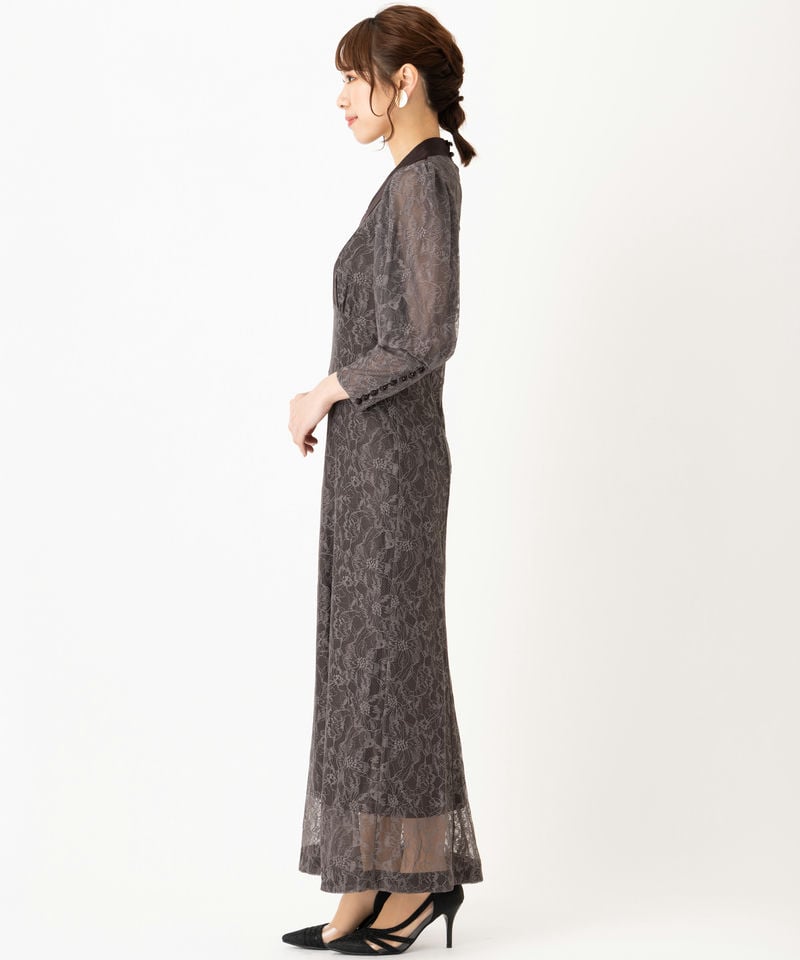 SNIDEL スナイデル パフスリーブレースドレス その他 x ブラウン系 x