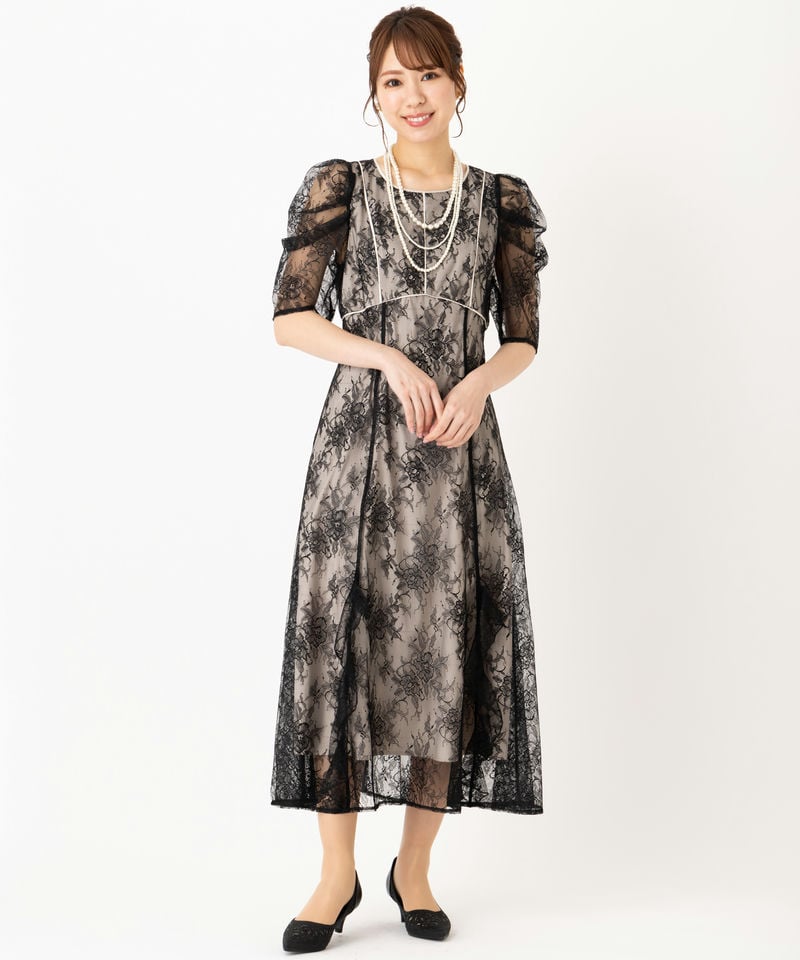 JILL STUART ジルスチュアート バイカラーラッフルレースドレス