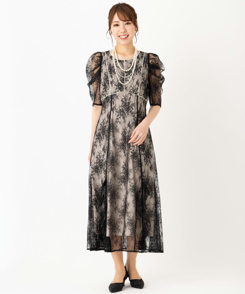 JILL STUART ジルスチュアート バイカラーラッフルレースドレス