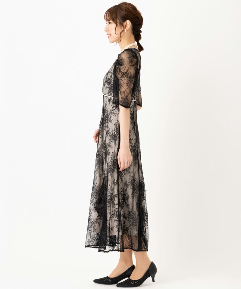 JILL STUART ジルスチュアート バイカラーラッフルレースドレス