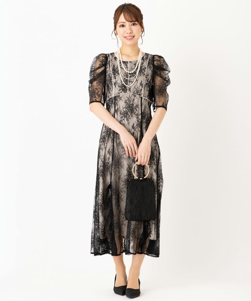 JILLSTUART 黒 パーティードレス サイズ2 JILL STUART ジルスチュアート バイカラーラッフルレースドレス