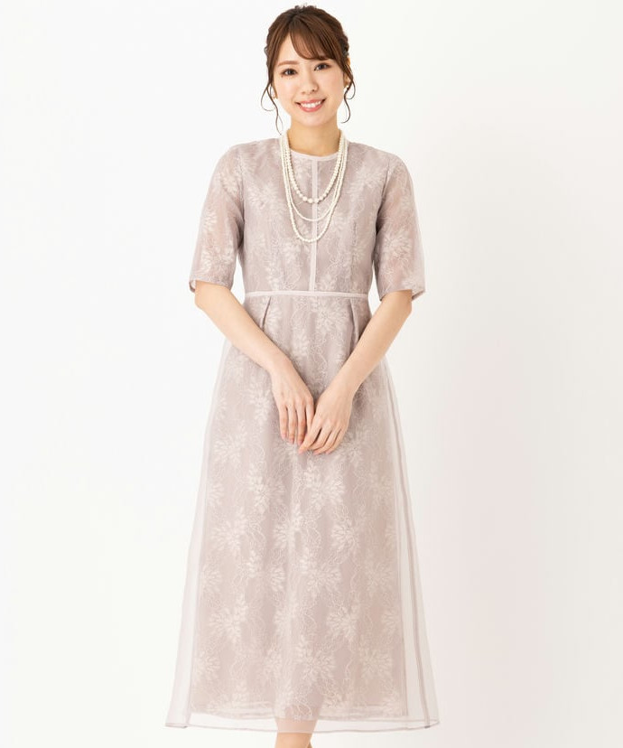 kaene カエン シアーレースパイピングドレス その他 x ピンク系 x