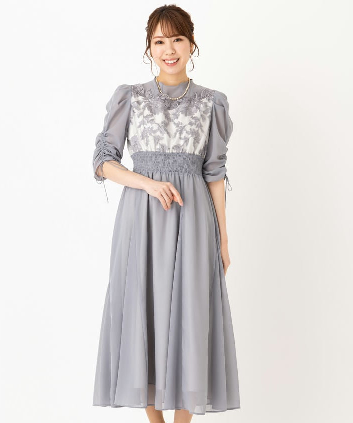 Aimer エメ ベロアリボン付きラメレースドレス その他 x ブルー系