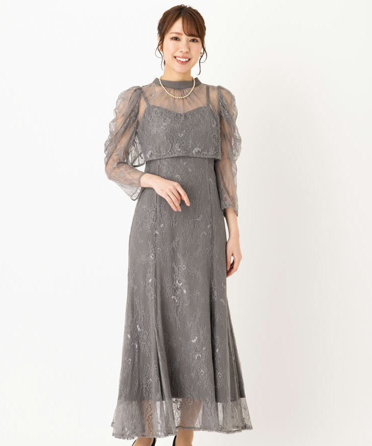 Dorry Doll ドリードール ボレロレイヤードレースドレス グレー系
