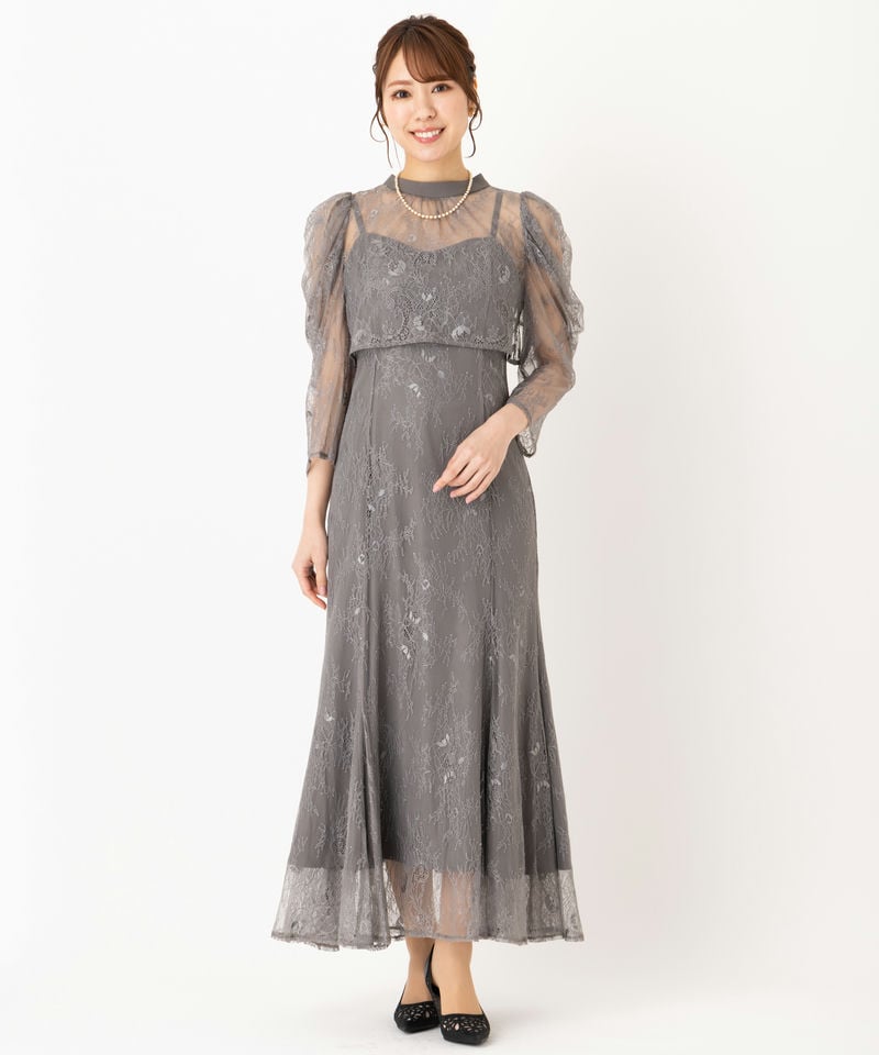 Dorry Doll ドリードール ボレロレイヤードレースドレス グレー系