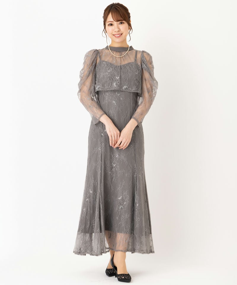 Dorry Doll ドリードール ボレロレイヤードレースドレス グレー系