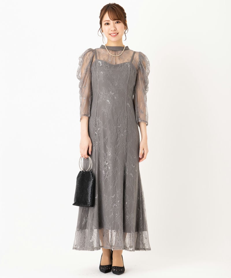 Dorry Doll ドリードール ボレロレイヤードレースドレス グレー系