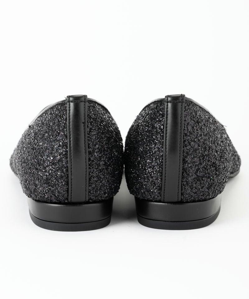 DIANA ダイアナ グリッターチュールフラットシューズ ブラック系