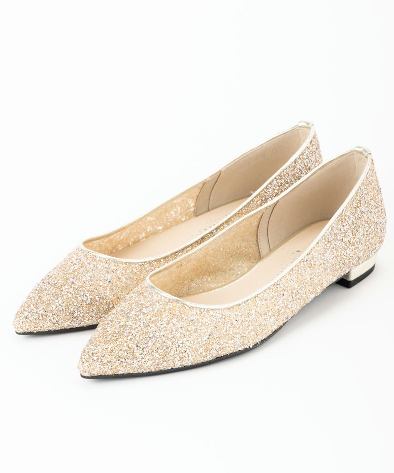 Diana ゴールド グリッター フラットシューズ DIANA ダイアナ グリッターチュールフラットシューズ その他 x