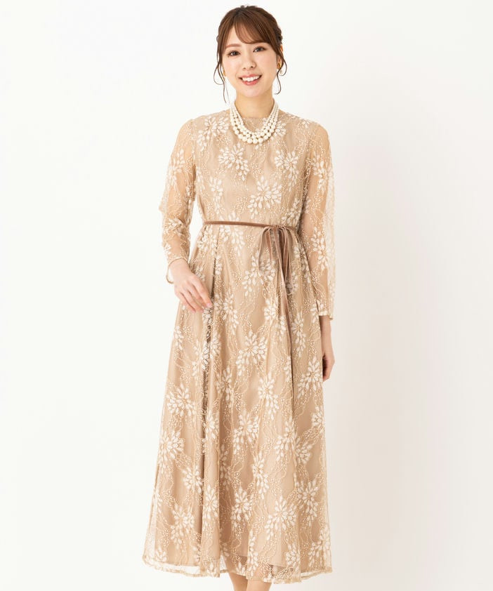 Aimer エメ ベロアリボン付きラメレースドレス その他 x ブルー系