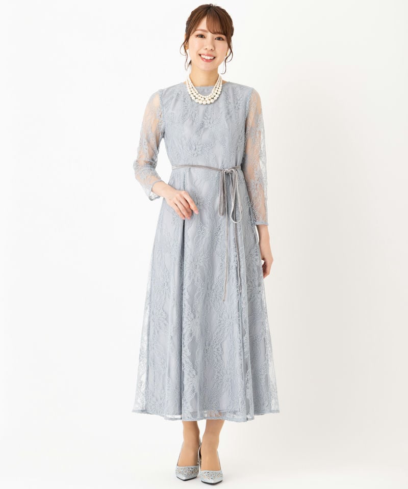 Aimer エメ ベロアリボン付きラメレースドレス その他 x ブルー系