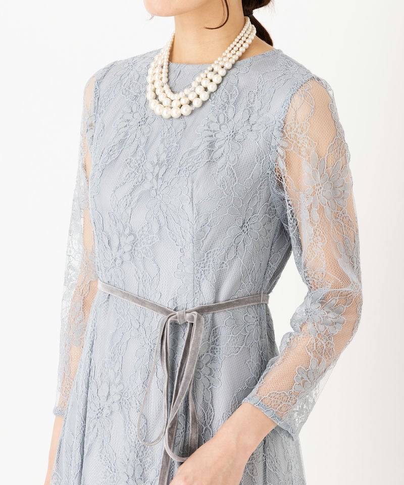 Aimer エメ ベロアリボン付きラメレースドレス その他 x ブルー系