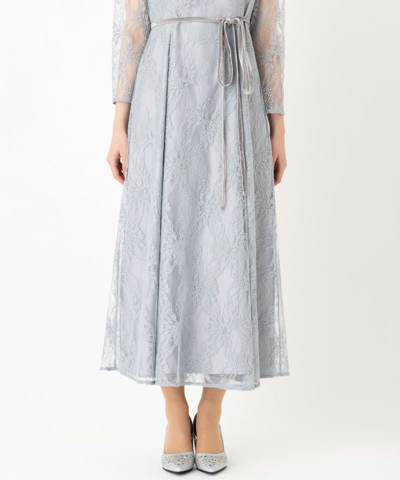 【新品未使用】AIMER ラメレース ベロアリボン パーティードレス Aimer エメ ベロアリボン付きラメレースドレス その他 x ブルー系