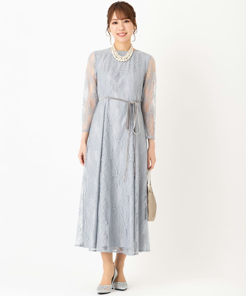Aimer エメ ベロアリボン付きラメレースドレス その他 x ブルー系