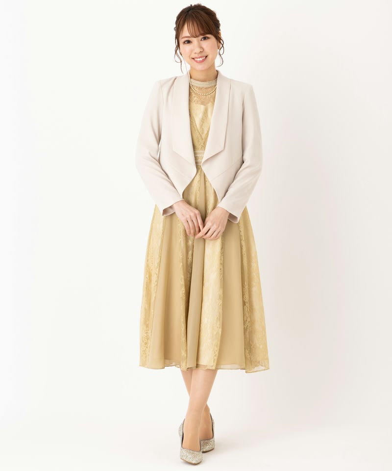 Aimer エメ 前下がりショールカラージャケット ベージュ系 | 結婚式