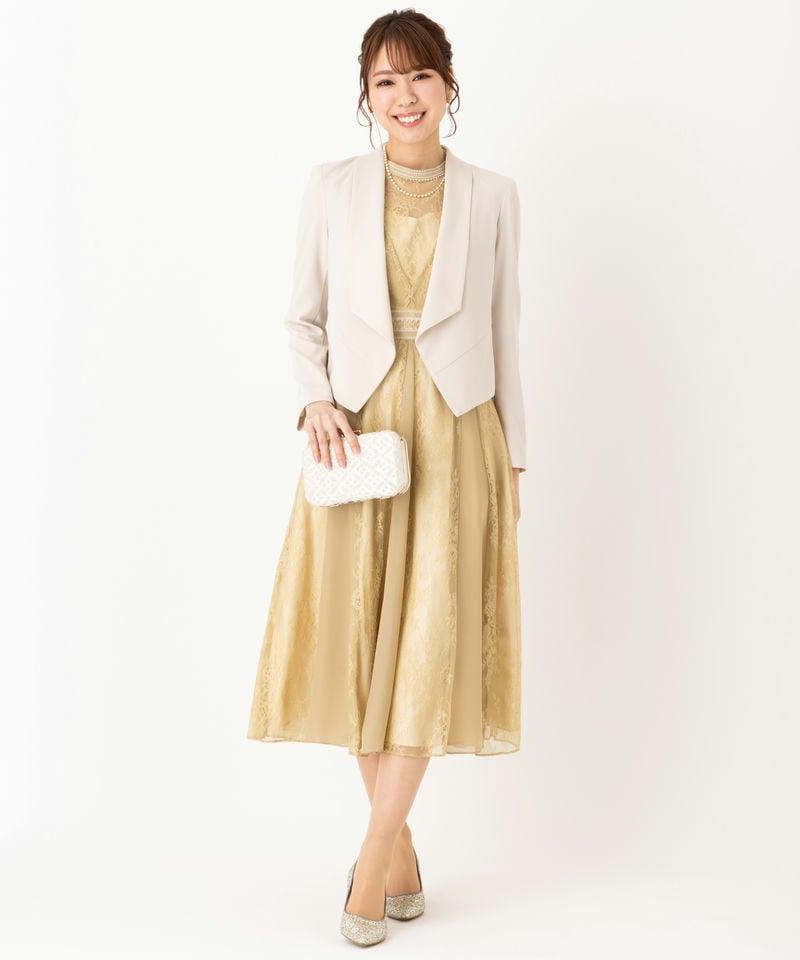 Aimer エメ 前下がりショールカラージャケット ベージュ系 | 結婚式