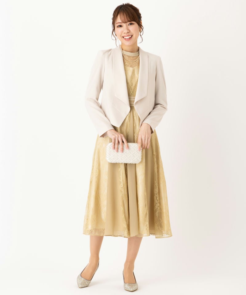 Aimer エメ 前下がりショールカラージャケット ベージュ系 | 結婚式