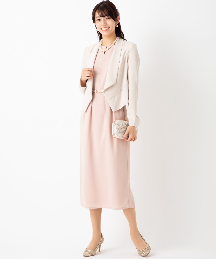 Aimer エメ 前下がりショールカラージャケット ベージュ系 | 結婚式