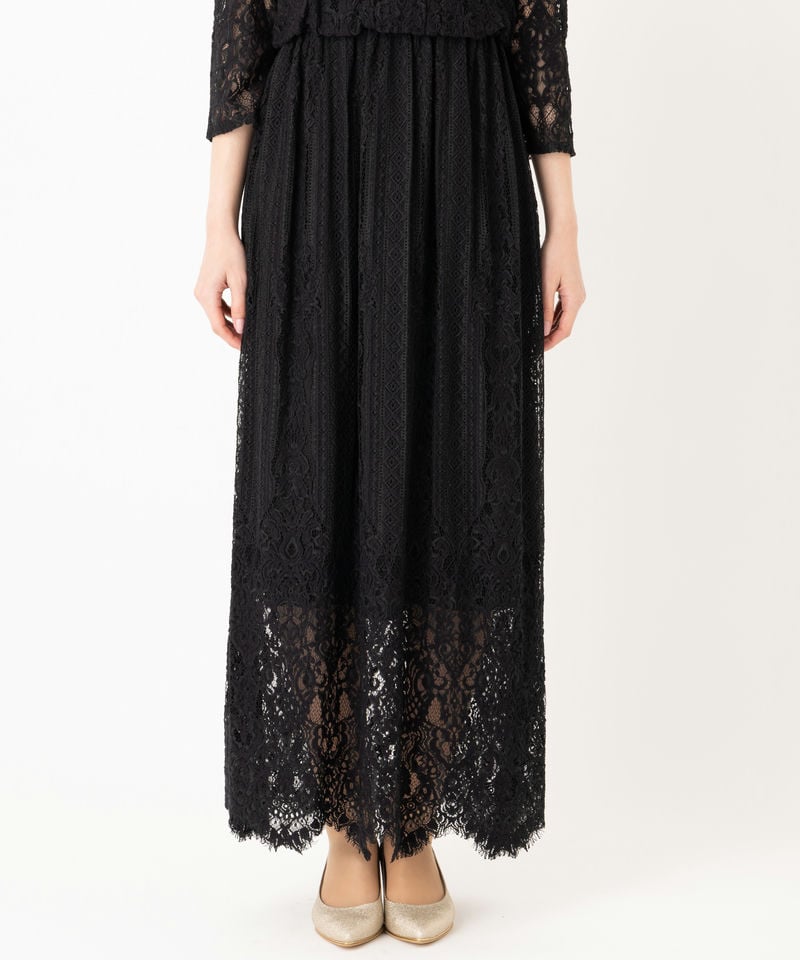 ADAM ET ROPE' アダムエロぺ チュールパネルレースドレス ブラック系