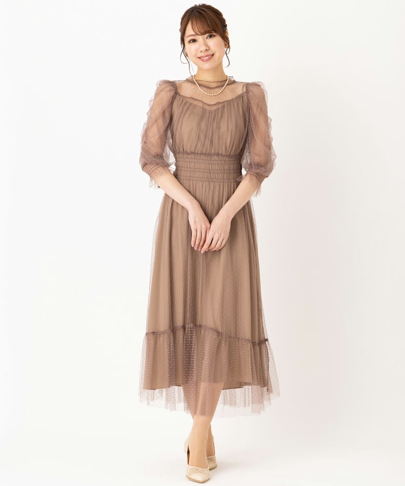 etoll. エトル ドットチュールレイヤードドレス その他 x ベージュ系