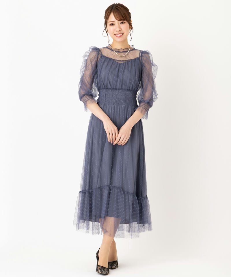 etoll. エトル ドットチュールレイヤードドレス その他 x ブルー系