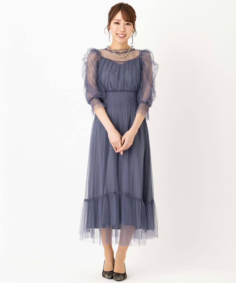 etoll. エトル ドットチュールレイヤードドレス その他 x ブルー系