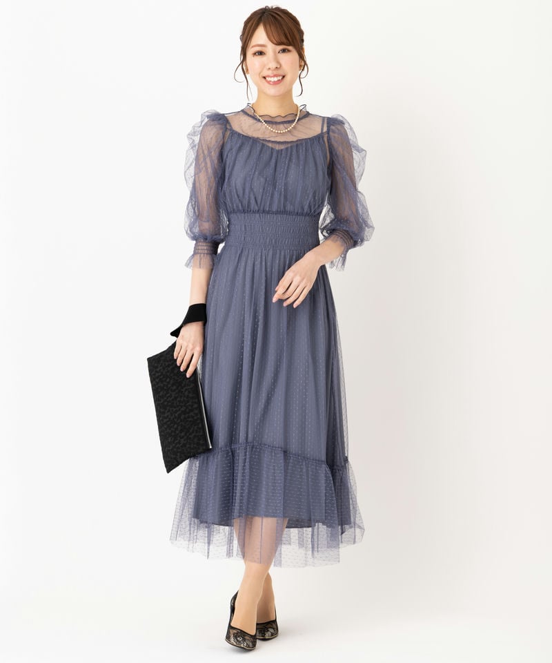 etoll. エトル ドットチュールレイヤードドレス その他 x ブルー系