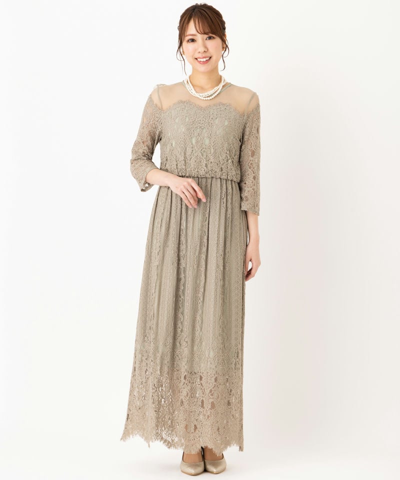 ADAM ET ROPE' 【ドレス3点SET】アダムエロぺ チュールパネルレース