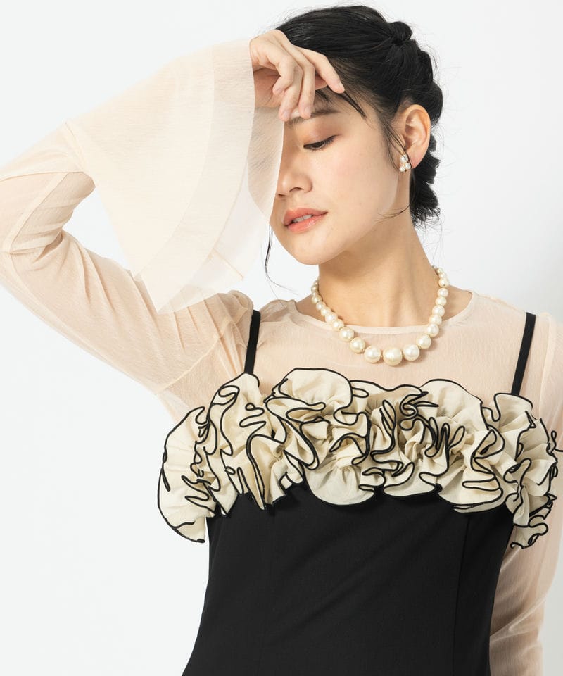 LAGUNAMOON ラグナムーン LADYコサージュキャミドレス ブラック系
