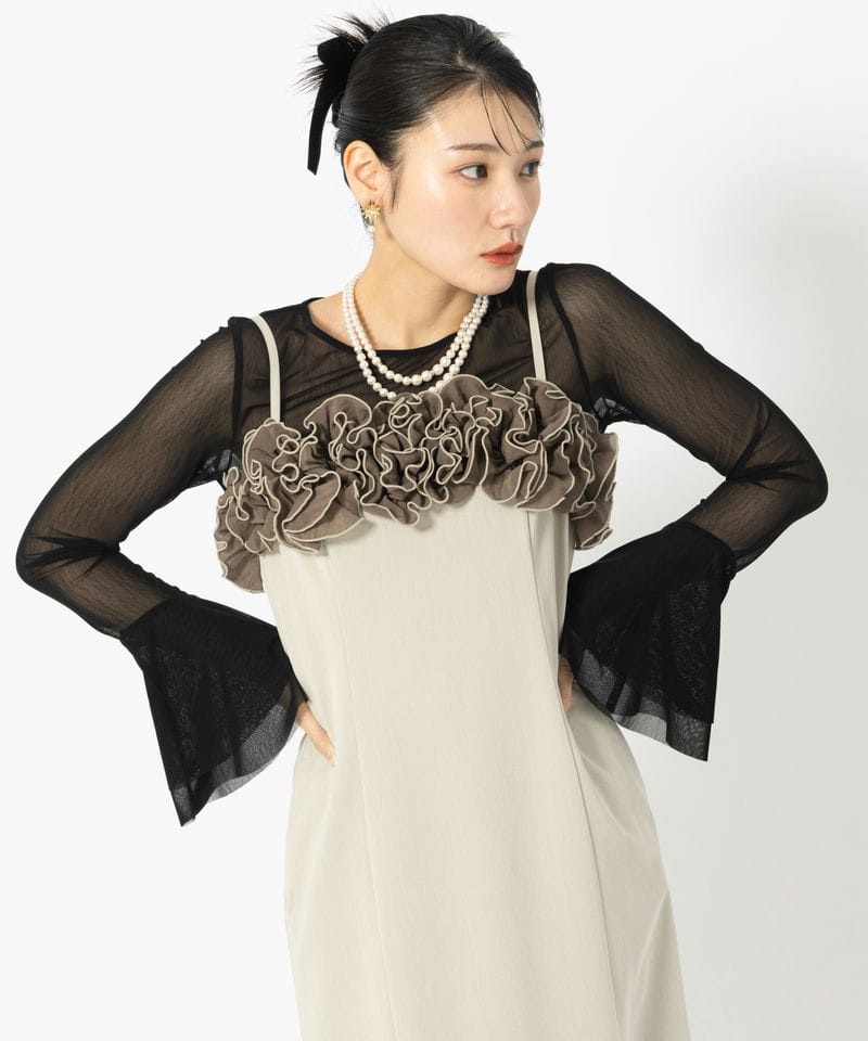 LAGUNAMOON ラグナムーン LADYコサージュキャミドレス ブラック系
