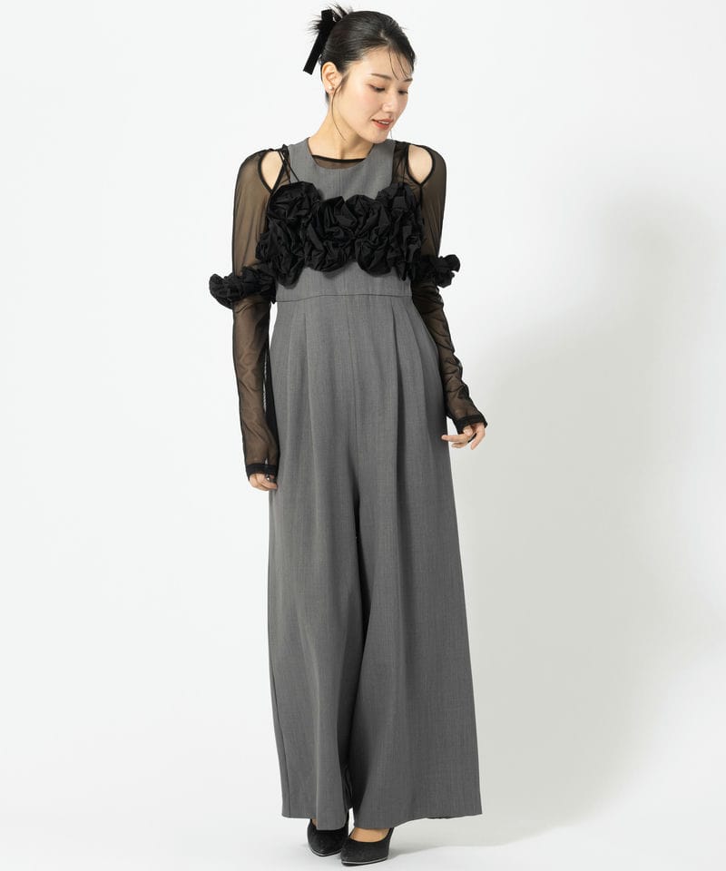ANDRESD アンドレスド ラッフルドビスチェパンツドレス ブラック系 x